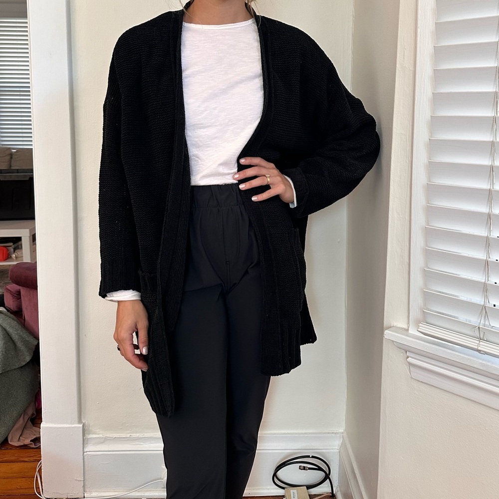 American Eagle Outfitters Black Open-Front Cardigan